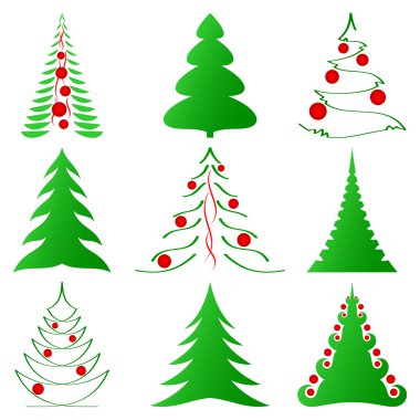 Christmas trees collection clipart