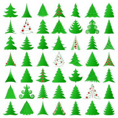 Christmas trees collection clipart