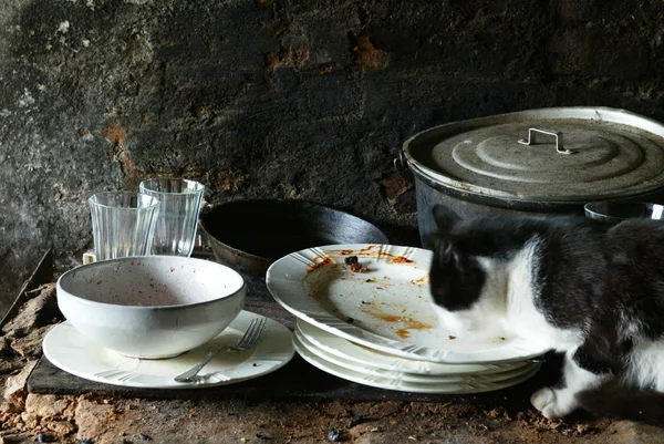 Smutsig diskβρώμικα πιάτα — Φωτογραφία Αρχείου