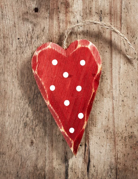 Старі дерев'яні різдвяні прикраси серце — стокове фото