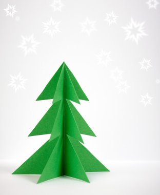 Green paper christmas tree clipart