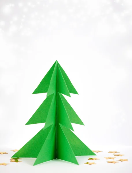 녹색 종이 크리스마스 트리 — 스톡 사진