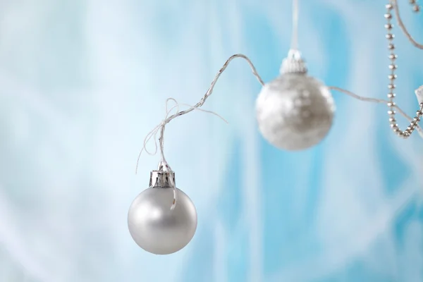 Silver christmas baubles — Stock Photo, Image