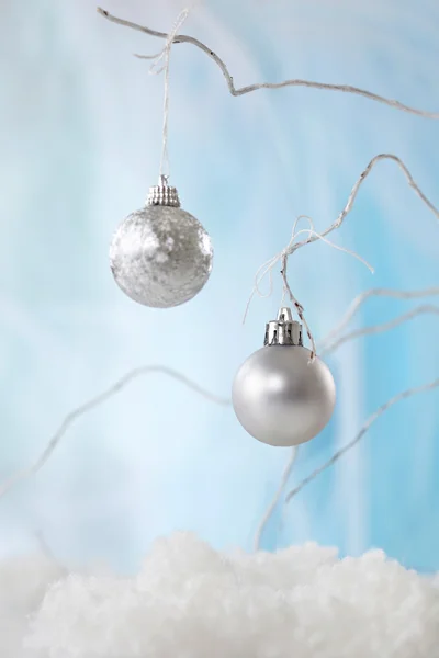 Ezüst karácsonyi baubles — Stock Fotó