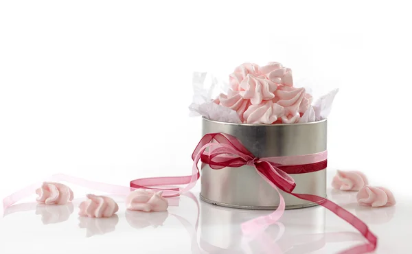 Bolachas de merengue rosa — Fotografia de Stock