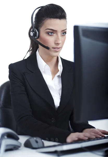 Mooie zakenvrouw met headset — Stockfoto