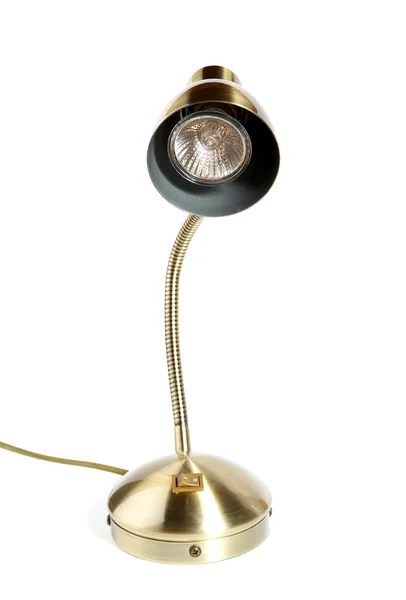 Bureaulamp van gouden kleur geïsoleerd — Stockfoto