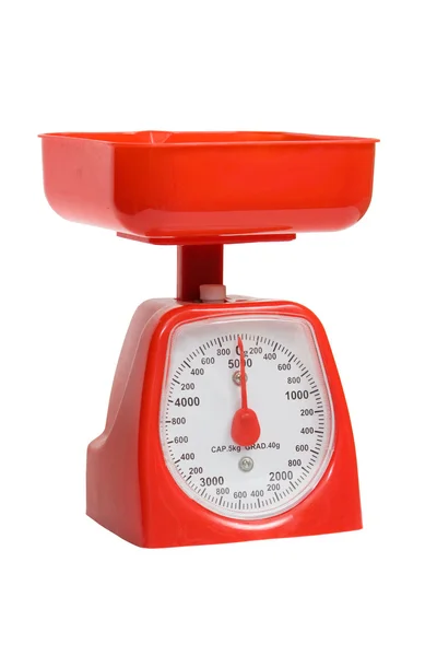 Red kitchen scales — Stock Photo, Image
