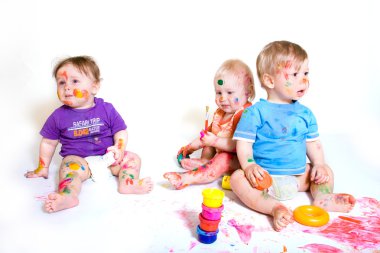 Babies painting clipart