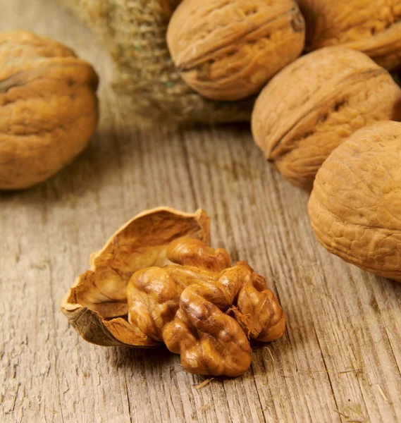 stock image Walnuts in a sack.