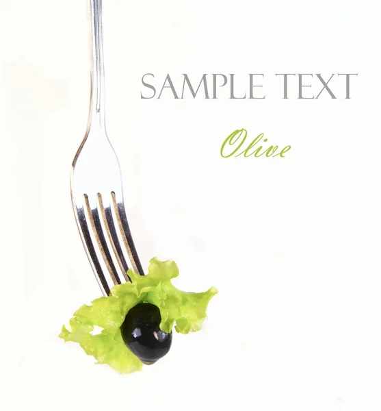 Olive on the fork — Stock Photo, Image