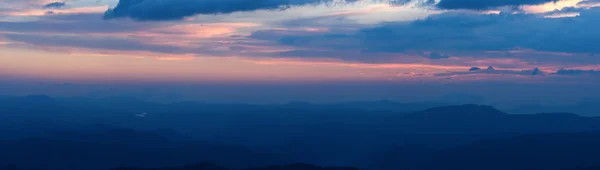 Panorama of sunset in mountains — Stock Photo, Image