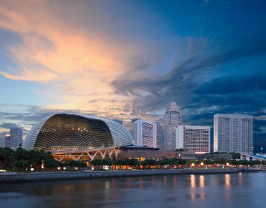 Esplanade (Singapore opera and concert hall at dusk clipart