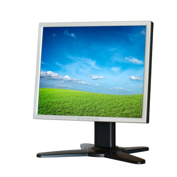 Komputer LCD monitor izolowany na białym tle — Zdjęcie stockowe