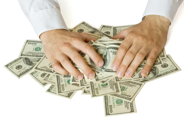 Mãos gananciosas agarrando dinheiro — Fotografia de Stock