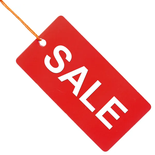 Sale written on red paper tag isolated — Stockfoto