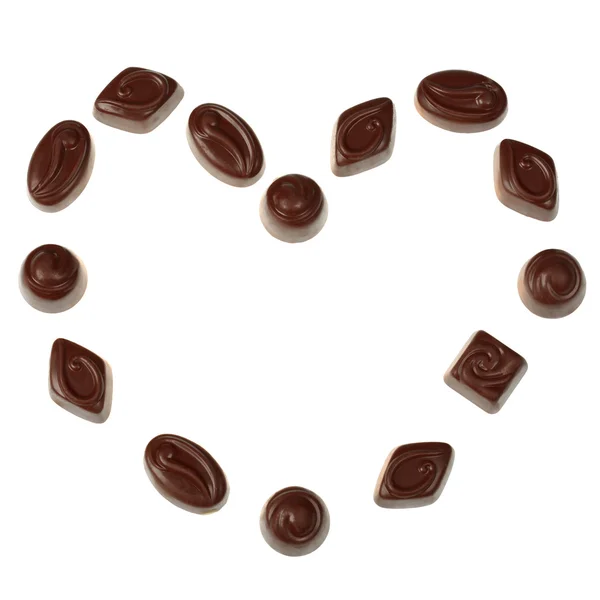 stock image Heart made of isolated chocolate candies