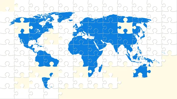 Puzzle mappa del mondo con pezzi mancanti — Foto Stock