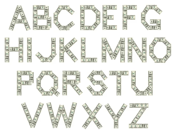 Alphabet der Buchstaben aus Dollar — Stockfoto
