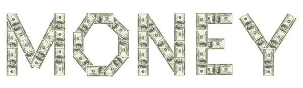 Ordet "pengar" gjorde dollar — Stockfoto
