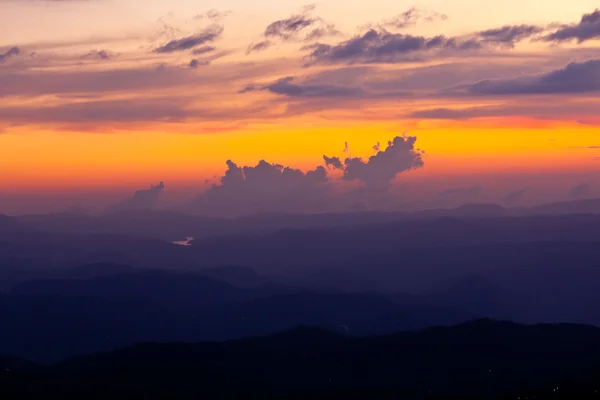 Panorama of sunset in mountains — Stock Photo, Image