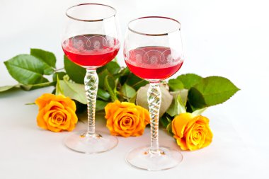 Wine with red rose clipart