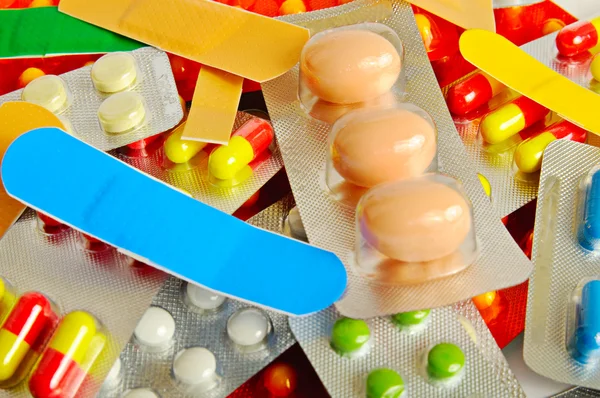Tło z różnego rodzaju tabletki leku — Zdjęcie stockowe
