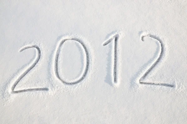 2012 tekst op sneeuw — Stockfoto