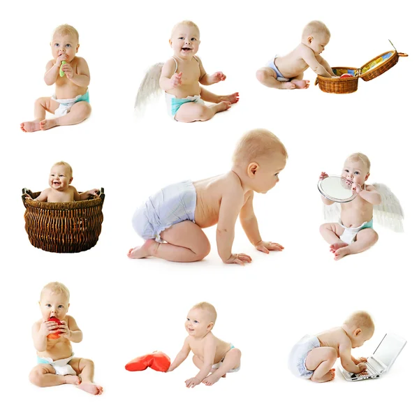 Instellen van negen baby foto 's — Stockfoto