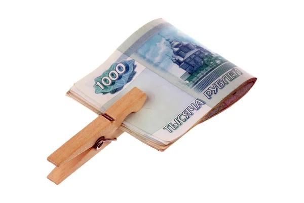 Peníze a clothespin — Stock fotografie