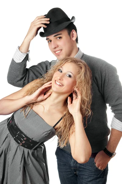 Portret van gelukkige jonge paar — Stockfoto