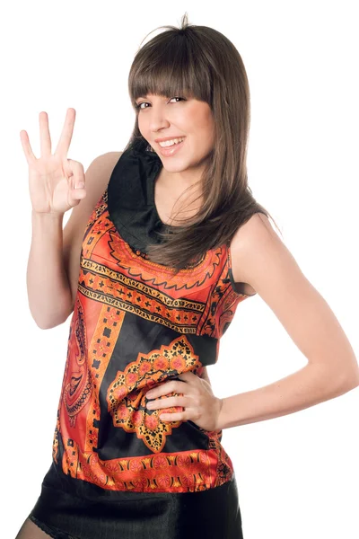 Young caucasian woman showing ok — Stock Photo, Image