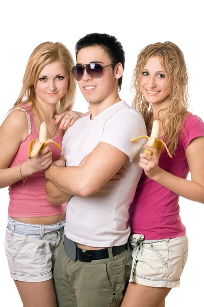 Портрет трьох веселих молодих — стокове фото