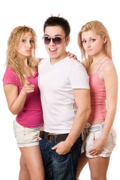 Two lovely women and handsome young man — Stock Photo, Image
