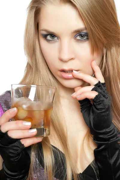 Sexy jeune blonde avec un verre — Photo