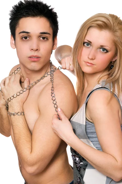 Pretty young woman and a guy — Stock Photo, Image