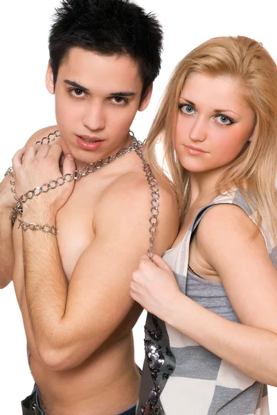 Attractive young woman and a guy — Stock Photo, Image