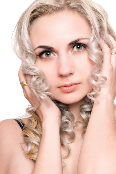 Portrait of pretty young blonde. Isolated — Stock Photo, Image