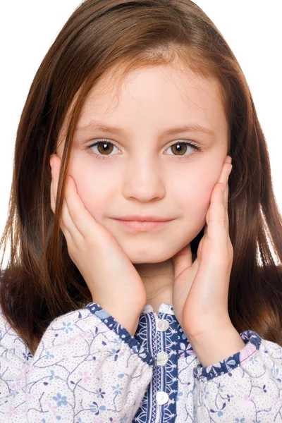Portret uroczej małej dziewczynki. na białym tle — Zdjęcie stockowe
