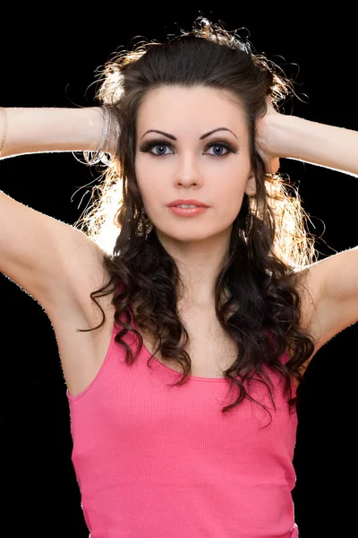 Portrét atraktivní mladá brunetka — Stock fotografie