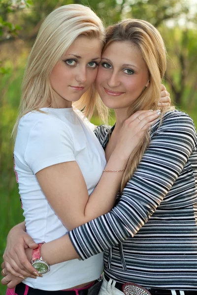 Portrait of two beautiful young blonde — Stock Photo, Image
