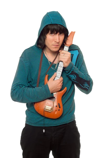 Homem com um pouco de guitarra — Fotografia de Stock