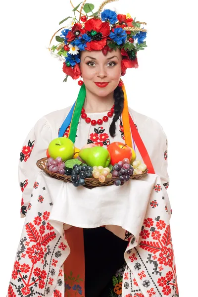 乌克兰国家衣服的年轻女人 — 图库照片