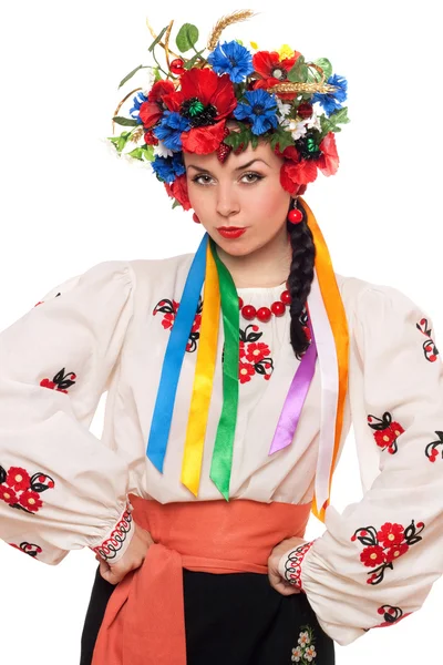 Ragazza nei vestiti nazionali ucraini — Foto Stock