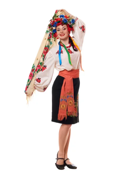 Donna attraente nei vestiti nazionali ucraini — Foto Stock