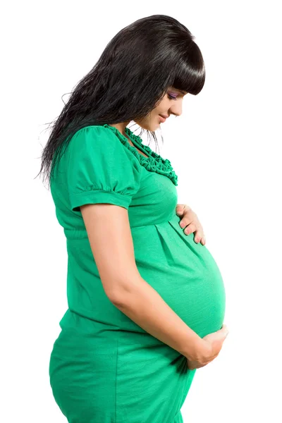 Портрет беременной счастливой девушки — стоковое фото