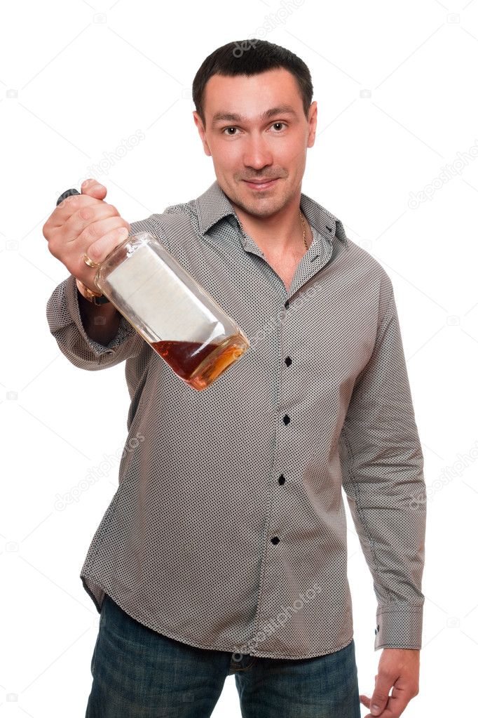 Man with a bottle of whiskey