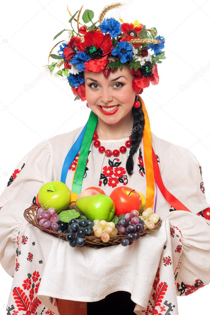 Young woman in the Ukrainian national clothes