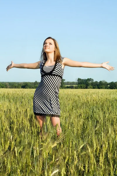 Attractive young woman in the field Stock Photo
