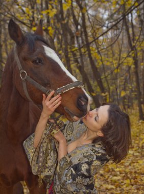 Girl and horse clipart